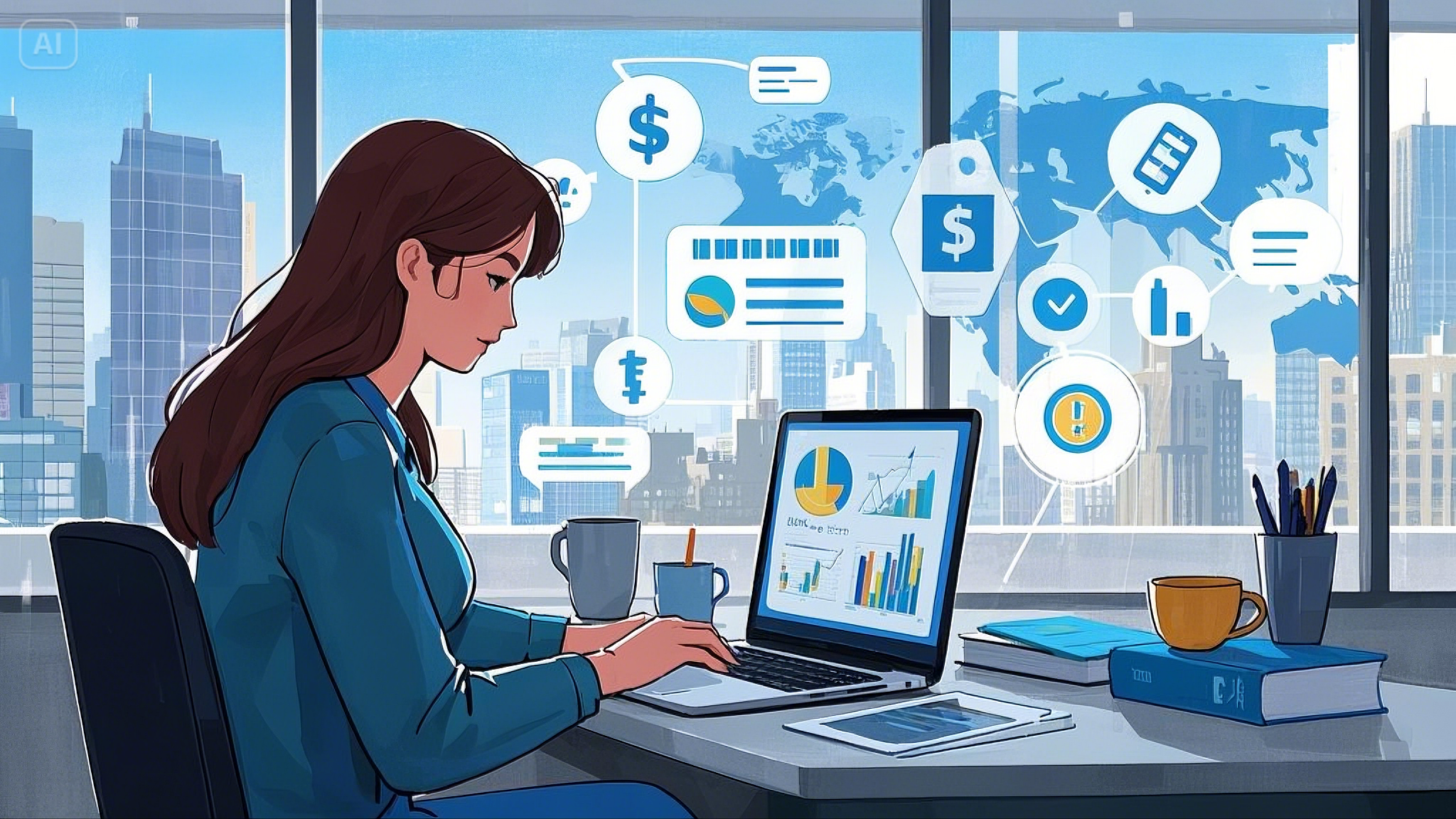 젊은 직장인이 금융 공부하는 모습 젊은 직장인 금융 지식 학습과 재테크 준비