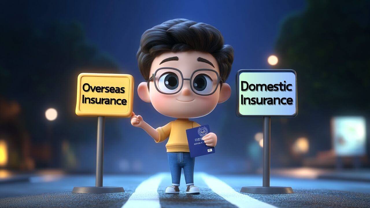 국내보험와 해외보험 선택의 길 국내보험와 해외보험 선택의 갈림길에서 해외보험을 선택하는 사람의 모습